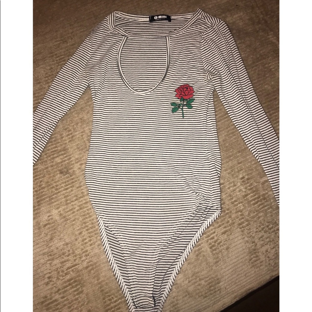 Stripped Rose Body Suit